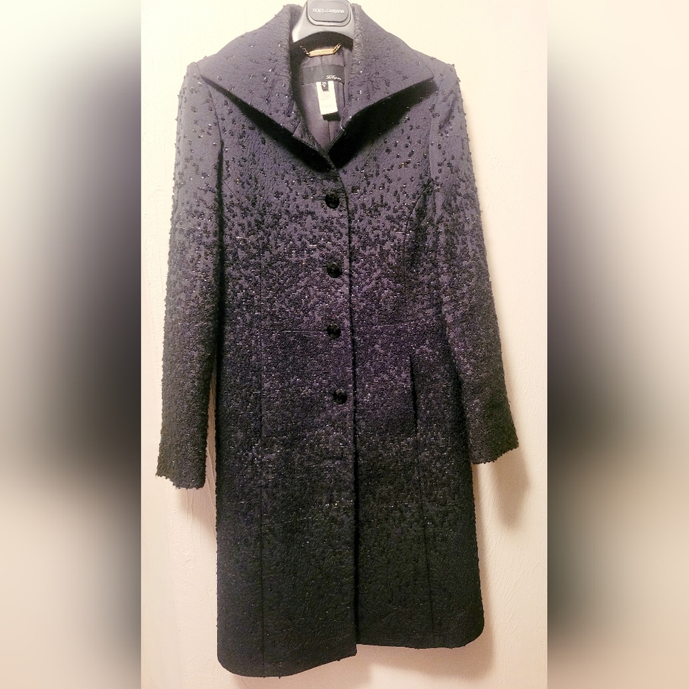 Les Copains Black Textured Evening Coat